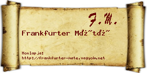 Frankfurter Máté névjegykártya